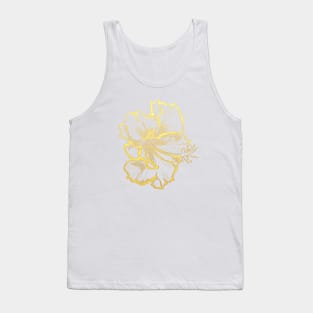 Gold Tropical Hibiscus Flower Tank Top